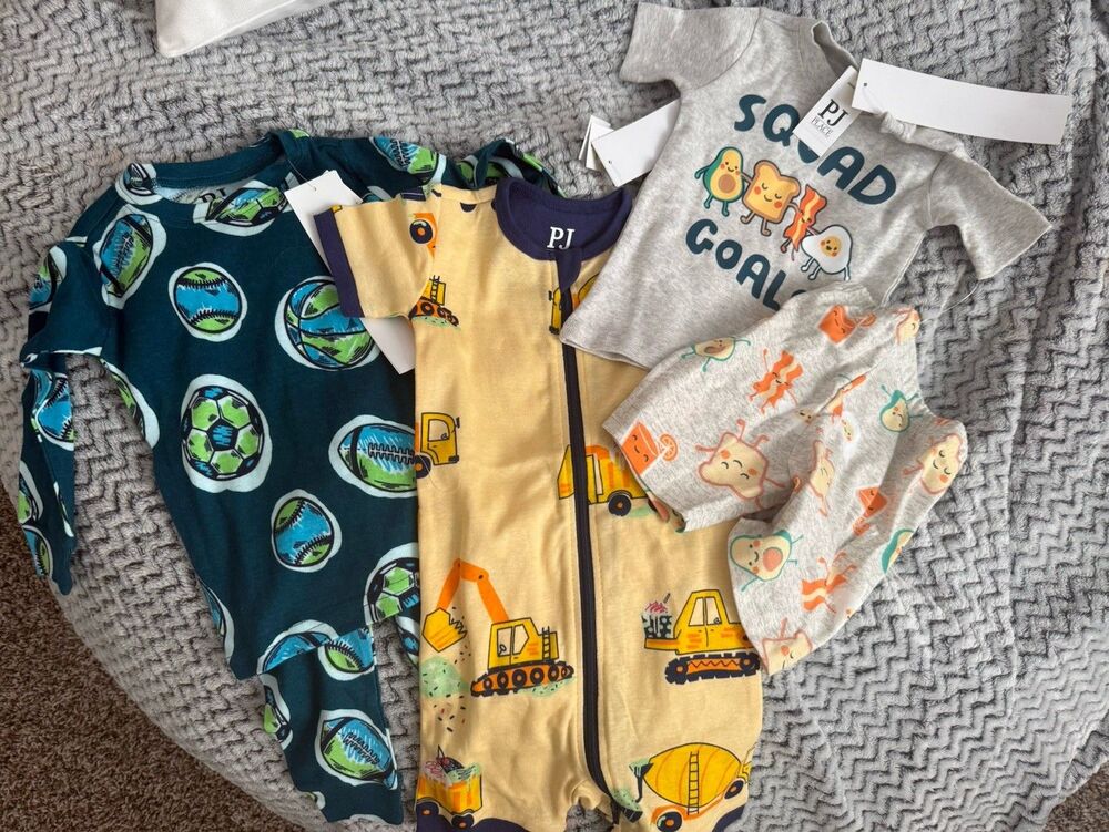 NEW NWT Childrens Place Baby Boy 12-18 months Lot Of 3 Pajamas
